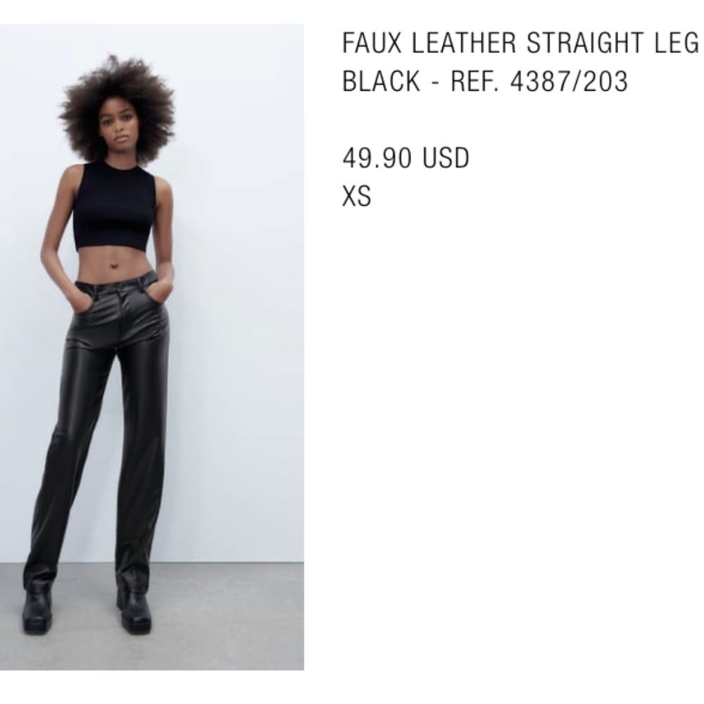 Faux leather straight leg pant NWT